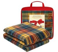 Couvertures luxueuses en laine à motif tartan pour lits - Tartan Buchanan Ancient - Grand 188x157 cm, bords frangés - Plaid écossais doux et douillet - Cadeaux pour la Fête des Mères et mariages