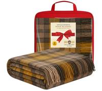 Couvertures luxueuses en laine à motif tartan pour lits - Tartan Naturel Buchanan - Grand 188x157 cm, bords frangés - Plaid écossais doux et douillet - Cadeaux pour la Fête des Mères et mariages
