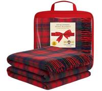 Couvertures luxueuses en laine à motif tartan pour lits - Tartan Rouge Robertson - Grand 188x157 cm, bords frangés - Plaid écossais doux et douillet - Cadeaux pour la Fête des Mères et mariages