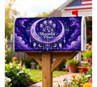 Couvertures magnétiques de boîte aux lettres avec empreintes de pattes, plumes de lune mystiques de Bohême sans plumes violettes pour décoration de jardin et terrasse 45,7 x 53,3 cm