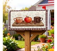 Couvertures magnétiques de boîte aux lettres en forme de fruits, tasse à café rustique d'automne bâtons de cannelle, couverture décorative pour décoration de porche, 53,3 x 64,9 cm