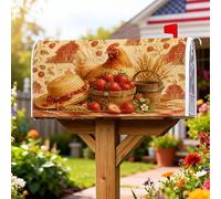 Couvertures magnétiques de boîte aux lettres en forme de poulet, paniers rustiques de ferme à fraises pour l'extérieur pour décoration de pelouse, 53,3 x 64,5 cm, rouge automne