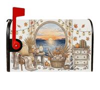 Couvertures magnétiques de boîte aux lettres sur le thème du coucher de | Décoration côtière, couvercle de boîte aux lettres, thème de la récolte d'automne, vue de fenêtre coucher de soleil