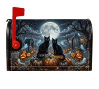 Couvertures magnétiques pour boîte aux lettres motif chat, citrouilles fantaisie, fantôme, Halloween, noir, pour décoration de porche, 53,3 x 64,9 cm