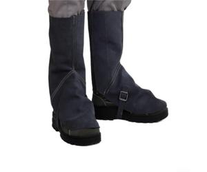 Couvre-bottes de soudage en cuir de vache résistant à la chaleur, ignifuge, pour soudure, coupe, forge, équipement de sécurité industrielle, unisexe (bleu foncé)