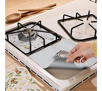 Couvre Bruleur Gaziniere,Revêtement Pour Cuisinière À Gaz,Housse De Poêle Pour Cuisinière À Gaz En Argent,Housse De Cuisinière À Gaz 6 Pièces Ensemble Réutilisable En Fibre De Verre,Protecteur De (