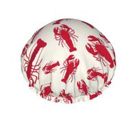 Couvre-cheveux pour la douche avec homard rouge - Réglable - Grand bonnet de douche imperméable et élégant