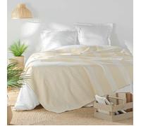 Couvre lit 1 personne 180 x 220 cm coton/polyester tisse adele Naturel