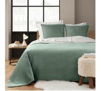 Douceur d'Intérieur Couvre-lit matelassé MYLENE 220x240 velours & sherpa 2 taies 60x60 Vert cèdre
