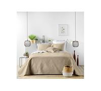 Couvre-Lit & 2 Housses de Coussin Romane 220x240cm Beige Lin