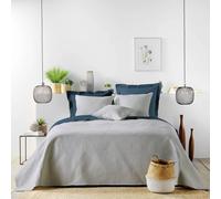 Couvre lit 2p mat.+2 hc 60x60 220 x 240 cm microfibre unie romane Gris