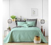 Couvre lit 2p mat.+2 hc 60x60 220 x 240 cm microfibre unie romane Sauge