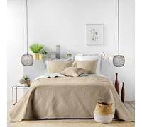 Couvre-Lit & 2 Housses de Coussin "Romane" 240x260cm Beige Lin