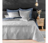 Douceur d'Intérieur, Couvre-Lit Matelassé (240 x 260 cm) et 2 Taies d'oreiller (60 x 60 cm) Solange Gris, Microfibre Unie