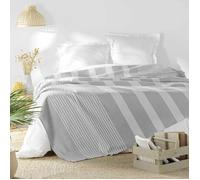Couvre lit 2 personnes 240 x 260 cm coton/polyester tisse adele gris