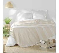 Couvre lit 2 personnes 240 x 260 cm coton/polyester tisse adele Naturel