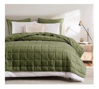 Couvre Lit 2 Personnes 300x270 cm Dessus de Lit 2 Personnes Vert Jeté de Lit Boutis Matelassage à Carreaux 300 x 270 cm Vert
