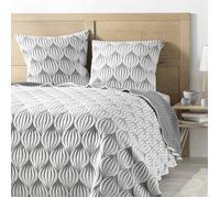 Couvre-lit 2 personnes matelassé 220x240 + taies jersey microfibre Faustine