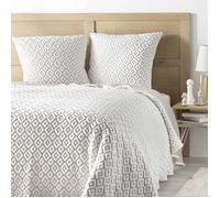 Couvre-lit 2 personnes matelassé 220x240 + taies jersey microfibre Joana