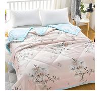 Couvre-lit 200x220 cm microfibre, motif plum blossom, réversible, été, 2 personnes Label