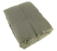 Couvre-lit 260x240 cm 100% coton collection PAROS vert mousse