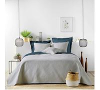 Couvre lit 2p mat.+2 hc 60x60 220 x 240 cm microfibre unie romane Gris