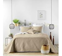 Douceur d'Intérieur Couvre-lit matelassé Romane 220 x 240 cm microfibre Beige lin + 2 housses