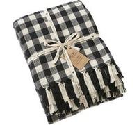 Couvre-lit à Franges 100% Recyclé Tissage Pieds de poule 240x260cm - CHARLOT - ALTOBUY Noir G