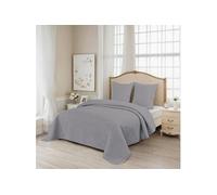 Couvre-lit Boutis de Lux Percale pur coton 180x240cm avec 1 Taie 65x65cm M23-7001 GRIS
