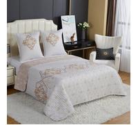 Couvre-lit Boutis épais matelassé 220x240cm avec 2 Taies 65x65cm B-1-146