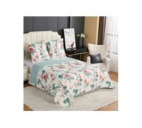 Couvre-lit Boutis épais matelassé - B-1-145 - 220x240cm - 2 Taies 65x65cm - Vert - Lavable