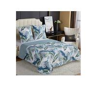Couvre-lit Boutis épais matelassé - B-1-150 - 220x240cm - 2 Taies 65x65cm - Vert - Lavable