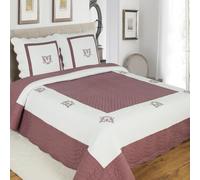 Couvre lit boutis Peaceland 100% Coton + taie(s) carrée(s) Assortie(s) - Brodé, léger et Doux - Bicolore