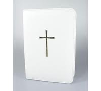 Couvre-lit de prière, blanc avec une croix dorée