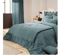 Couvre-lit double gaze de coton bleu canard 150x150 cm - Bleu canard - Terre de Nuit
