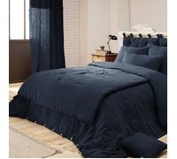Couvre-lit double gaze de coton marine 150x150 cm - Bleu marine - Terre de Nuit