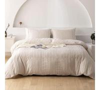 Couvre-lit en coton, 200 x 200 cm, beige, texturé, style bohème, raffiné, uni, pour chambre de fille, élégant, housse de couette pour lit double