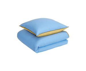Couvre-lit en coton bleu, réversible, avec taie 80x80 cm, OEKO-TEX - Hübsch, Aki - 80x220 cm