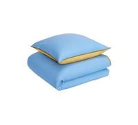 Couvre-lit en coton bleu, réversible, uni, taie 80x80 cm, pour lit 80x200 cm - Hübsch, Aki - 140x200x2 cm