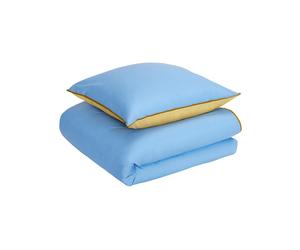 Couvre-lit en coton bleu, réversible, uni, taie 80x80 cm, pour lit 80x200 cm - Hübsch, Aki - 140x200x2 cm