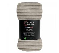 Couvre Lit Flanelle Et Velours 220x240 Cm Himalaya Ecru, Par Soleil D'ocre