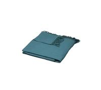 Couvre-lit, Jete de lit en coton coloris bleu canard - longueur 250 x profondeur 230 x hauteur 0,1 cm --