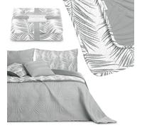 Couvre-lit matelassé AmeliaHome Tropical Bonaire 220x240 cm - microfibre gris réversible