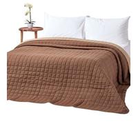 Couvre lit matelassé bicolore & réversible en coton Chocolat & Beige 230 x 250 cm