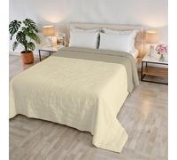 Couvre-lit matelassé d’été Golia, Made in Italy, 100% Polyester - Couvre-lit Double Face Effet WaterWashed - Couverture légère avec garnissage 65 g - Lit Double 260x250 cm - Crema/Sabbia