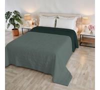 Couvre-lit matelassé d’été Golia, Made in Italy, 100% Polyester - Couvre-lit Double Face Effet WaterWashed - Couverture légère avec garnissage 65 g - Lit Double 260x250 cm - Salvia/Ottanio