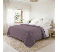 Couvre-lit matelassé d’été Water Washed, Couvre-lit en Microfibre, matelassé et rembourré 100 g, Couverture lit Double 250x250 cm - Elderberry/ORCHIDEA