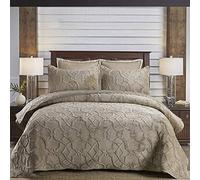Couvre Lit Matelassé De Luxe Dessus De Lit 2 Personnes Boutis Coton Patchwork Couvre-lit Courtepointe Décoration 3 Pièces,BrownA-240X230+2X51X71CM