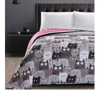 Couvre-lit matelassé DecoKing Cats Invasion 170x210 cm - microfibre gris réversible
