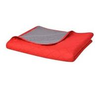 vidaXL Couvre-lit matelassé double-face Rouge et gris 220x240 cm